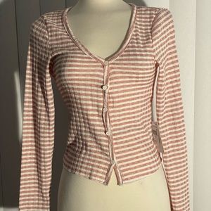 NWT Juniors  Stripe long sleeve front buttoned Top